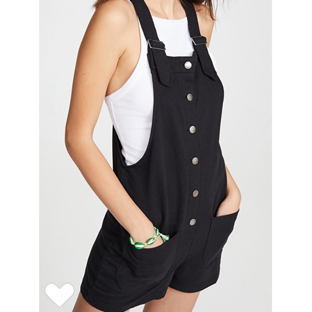 Zsupply Black Button Front Shortalls.